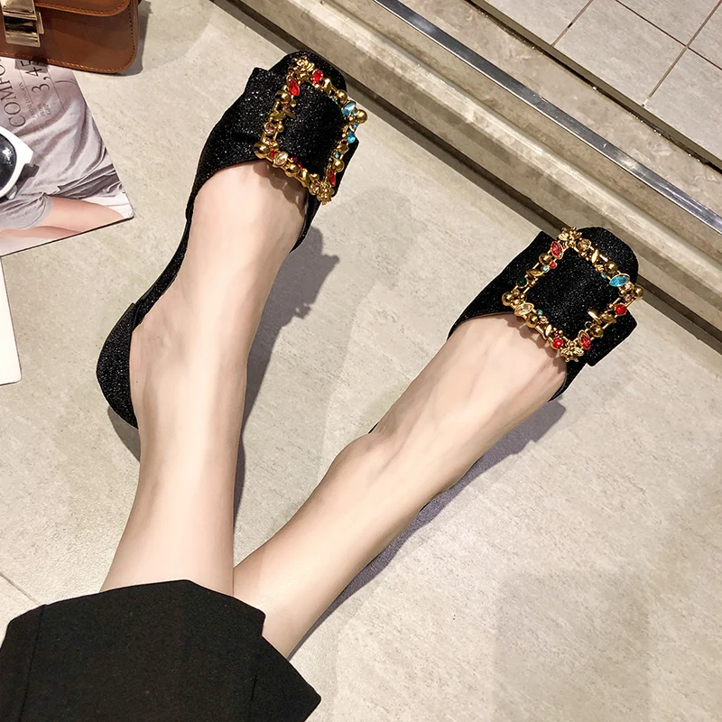 Новые женские лоферы балетки на плоской подошве шикарные туфли с квадратным