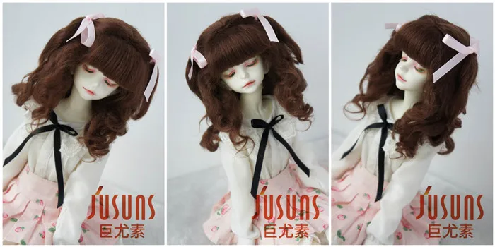 JD187 1/4 1/3 MSD SD модные мохер кукольные парики длинные мягкие волны с 2 Пони Парики Размер 7-8 дюймов 8-9 дюймов кукольные волосы куклы аксессуары