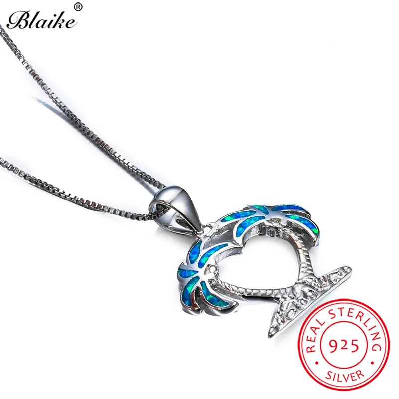 Ожерелье Blaike с подвеской из кокосового дерева голубым огненным опалом женское