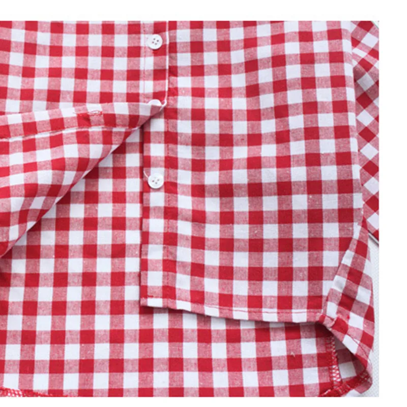 FOWECH Весенняя мода для девочек рубашки в клетку красный/черный школьная Блуза