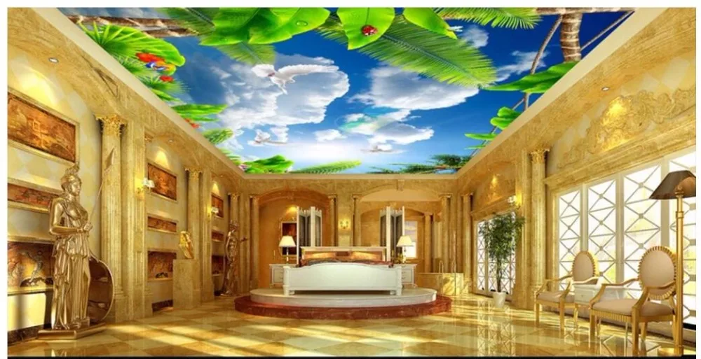 

Custom photo 3d ceiling murals wallpaper Blue sky and white cloud dove green living room 3d wall murals wallpaper for walls 3 d