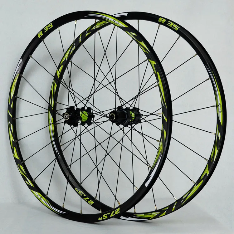 26 Black Green MTB 26 дюймов горный велосипед колесо 24 Отверстия спереди 2 сзади 4 подшипника ступицы Супер Гладкие 27,5 er колеса Светоотражающие логотип обод цикл - Цвет: 26 Black Green