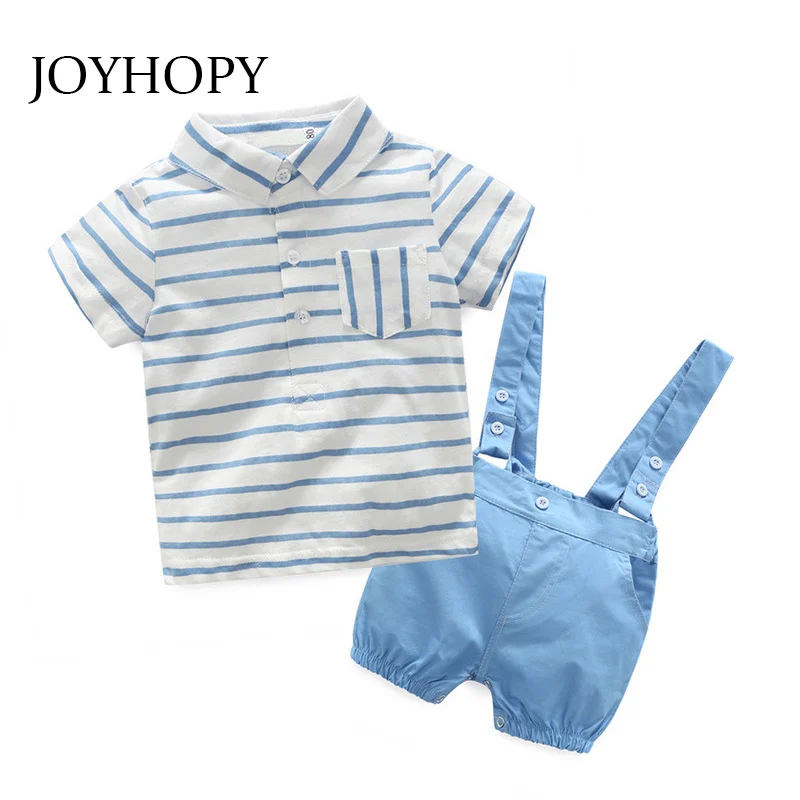 

2018 Fashion Newborn Infants Baby Boys Clothes Shirts+ Overalls Cotton Baby Clothes Sets 2PCS