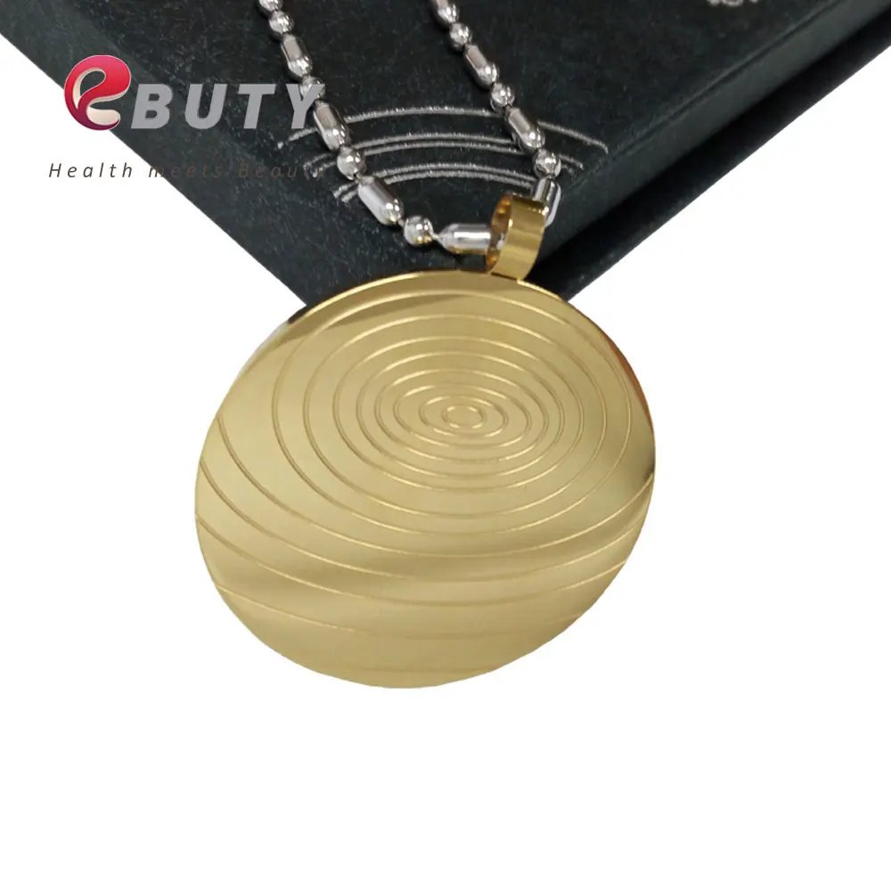 

EBUTY Gold Stainless Steel Quantum Scalar Energy Pendant with Far Infrared/ Negative Ion /Germanium Stones, Free Shipping