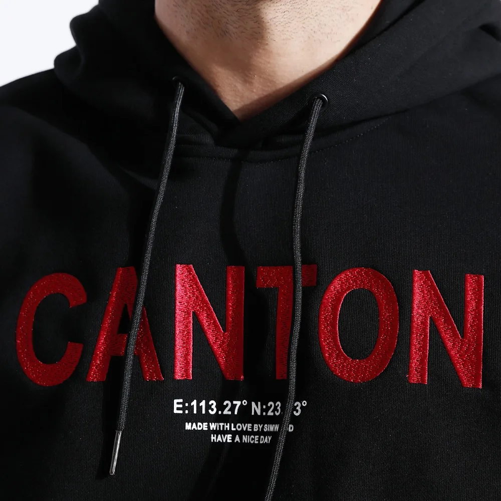 Мужское худи с передним карманом SIMWOOD теплое высокого качества в стиле хип-хоп