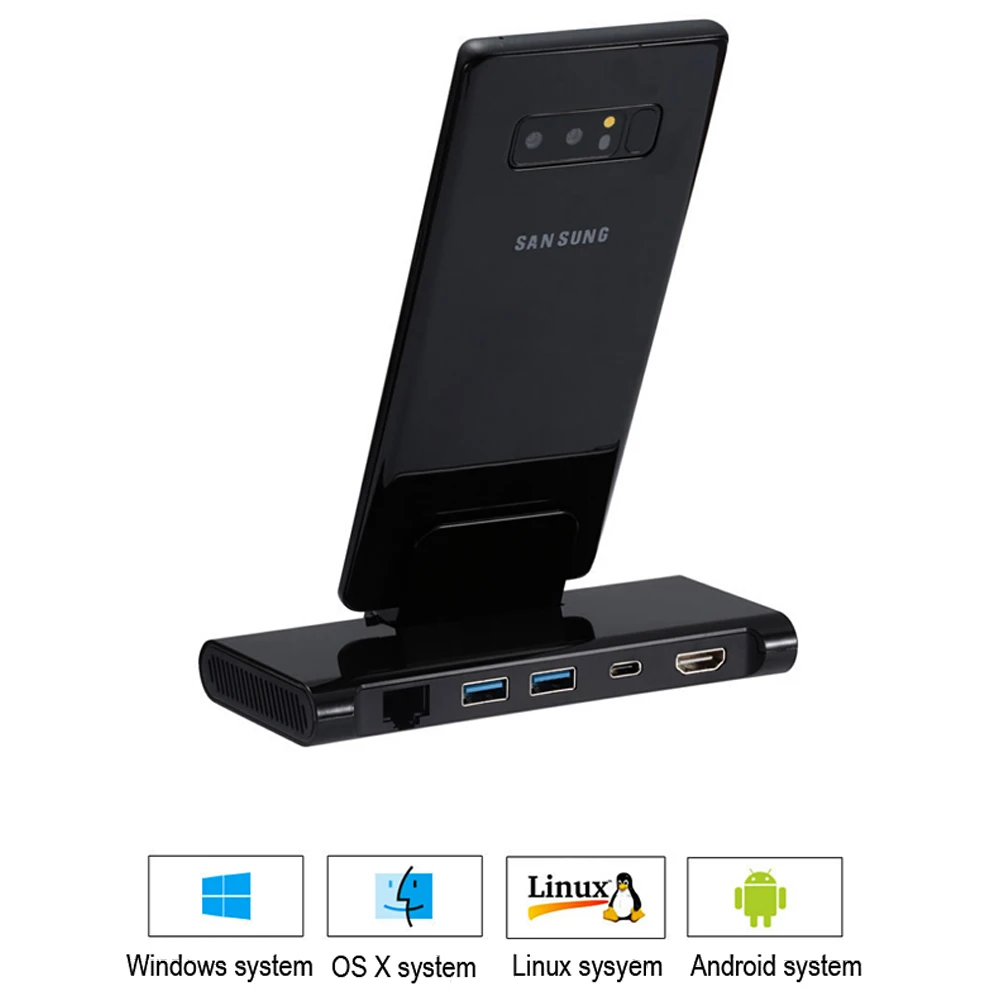 Адаптер 5 в 1 Type C для 4K HDMI RJ45 USB 3 0 Hub Ethernet PD зарядное устройство Samsung Galaxy
