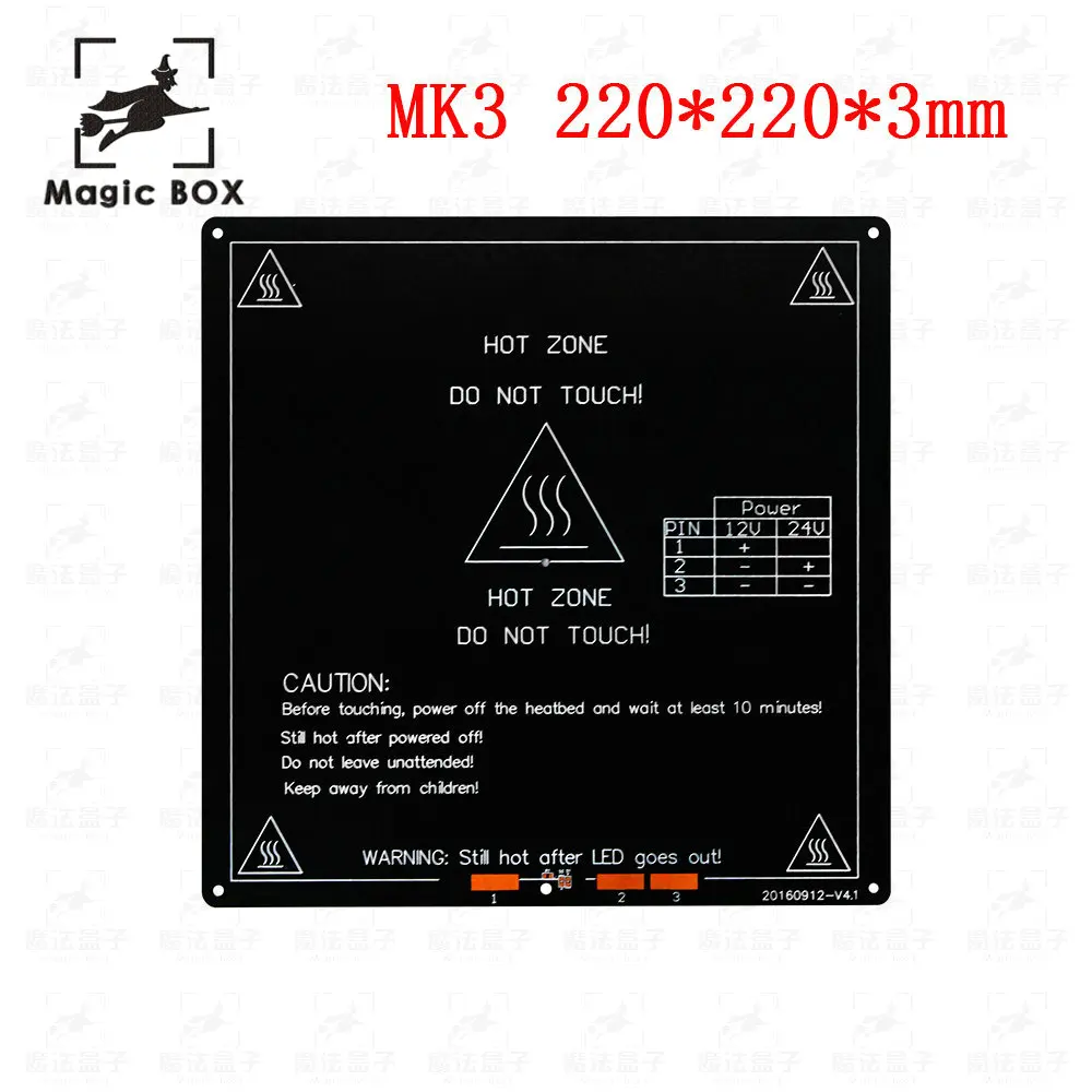 MK3 Mk2 кровать с подогревом 12 В 24 в части для Reprap Mendel HotBed 3D принтеры часть 220*220 мм алюминиевая пластина 3 мм Heatbed PCB аксессуары