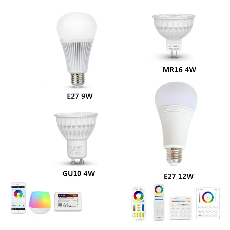 AC86 ~ 265V Mi светильник 4W 9W 12W E27 GU10 MR16 RGB + CCT Светодиодный точечный лампа WiFi iBox смартфон