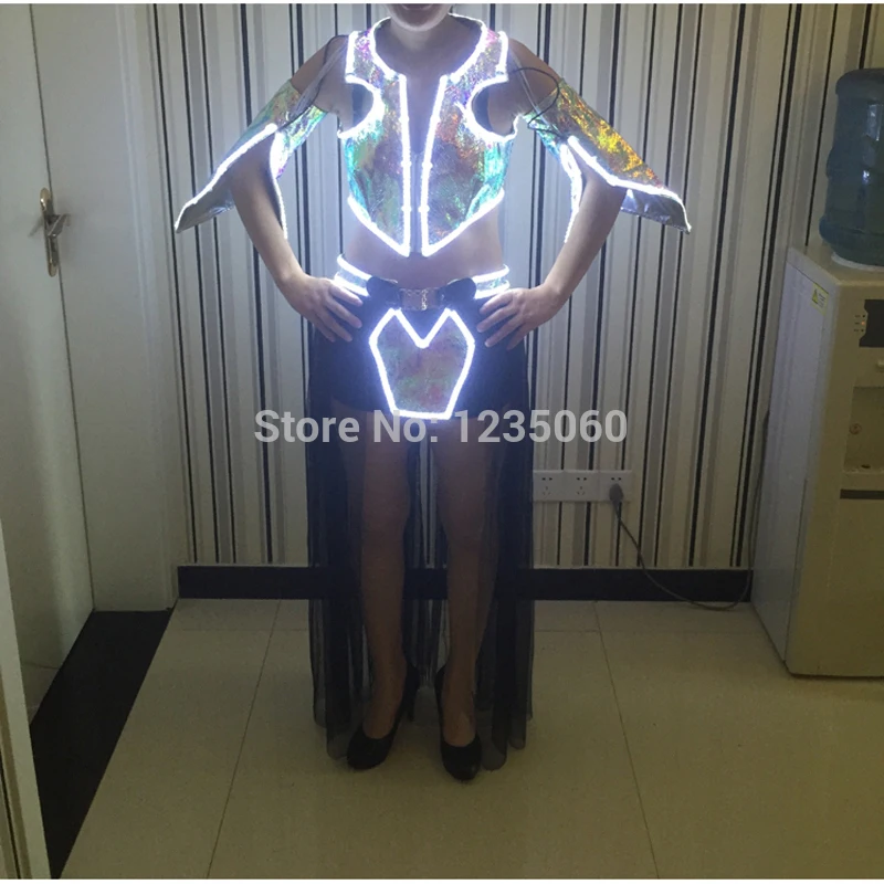 Рождественские светодиодные костюм для вечерние украшения робот девочек