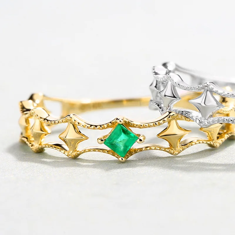JXXGS Solid 14 K Gold Винтаж Ретро с натуральным изумрудом или топаз драгоценный камень