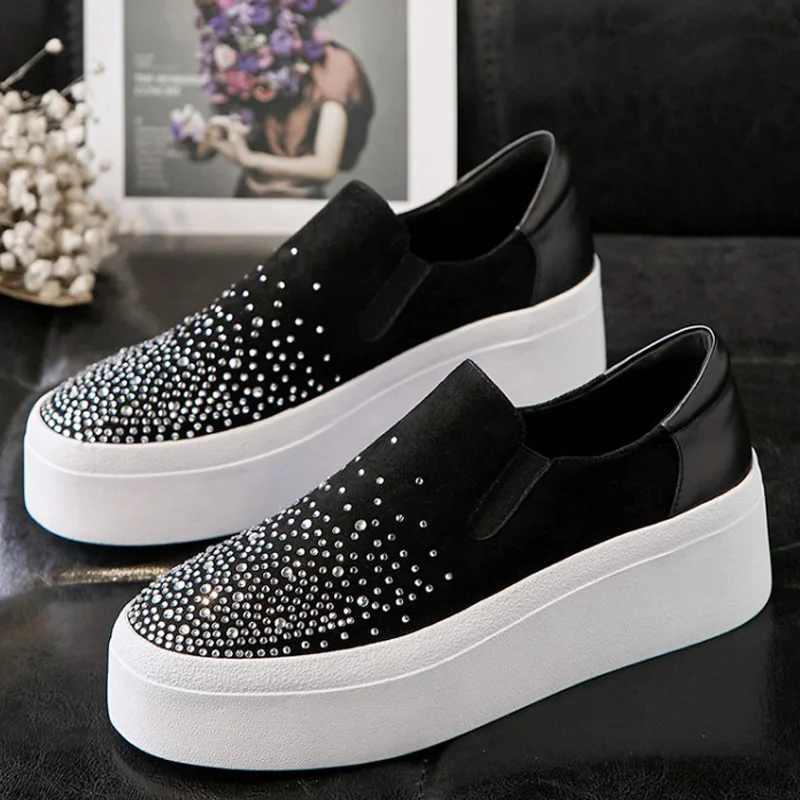 Новинка сезон весна-лето женская обувь на толстой подошве из овечьей кожи со