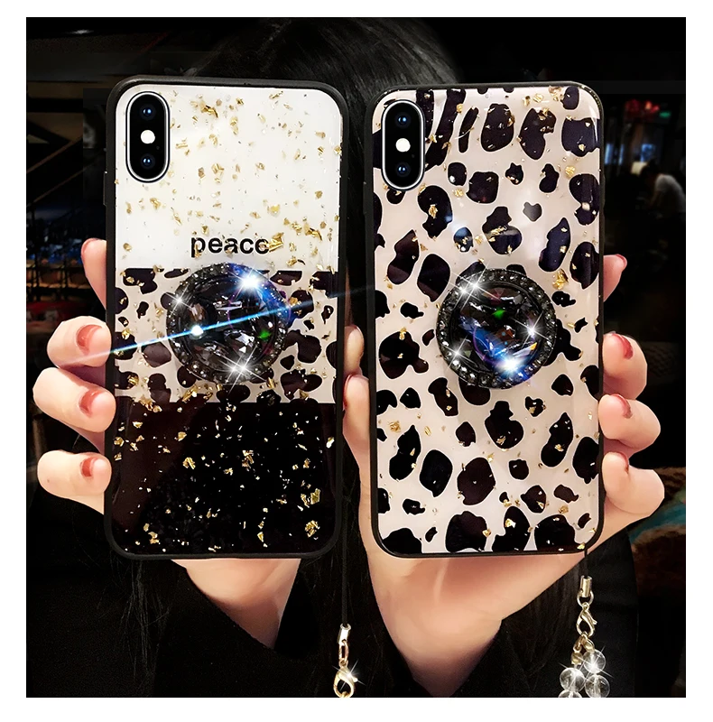 Чехол Marchcover для iPhone 11 Pro XS MAX XR X 8 7 6S 6 Plus леопардовая Золотая фольга случайный блеск