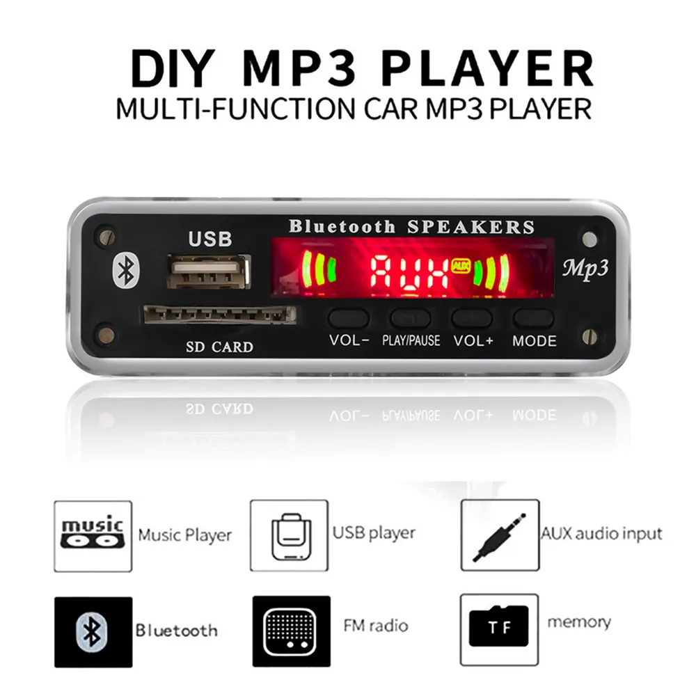 MP3 декодер с цветным экраном плата 5 В/12 В Bluetooth автомобильный поддержка FM AUX TF