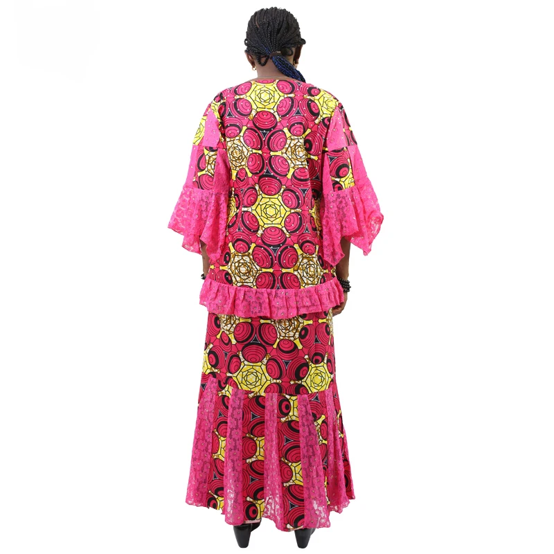 Женские африканские платья MD dashiki короткая юбка-раппер с шарфом комплект из трех