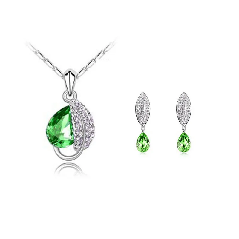 Женский ювелирный комплект из колье и серёг с австрийским кристаллом|party jewelry