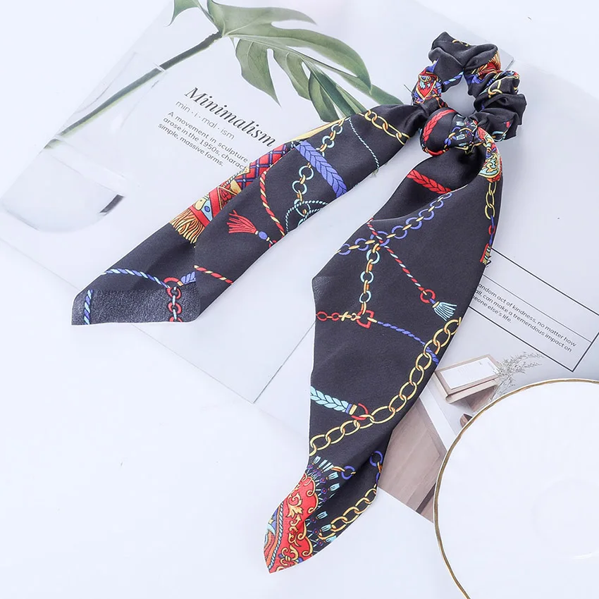 Levao Leopard Print Scrunchies for Women Hair Scarf Ribbon Bow Hairbands Elastic Hair Rubber Rope for Girls Hair Accessories