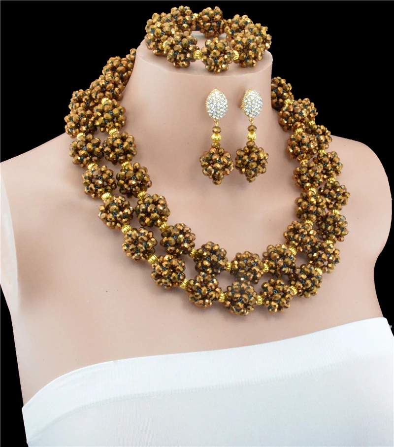 2016 Последние золотые африканские бусы для невест комплект ювелирных изделий