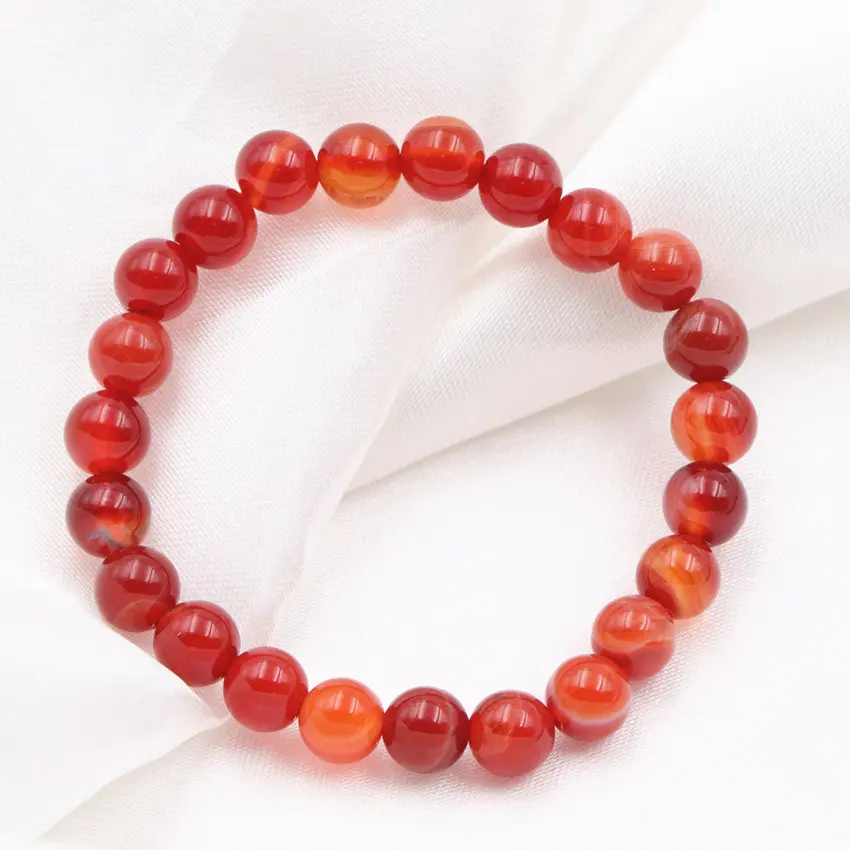 New Vintage Strand Bracelet Natural Agates Stone Veins Onyx 8mm Round Beads Bangle Bracelets Charms Wristband Jewelry 7.5&quot A616 |