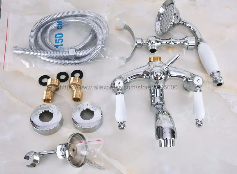 Полированный хромированный настенный телефонный смеситель для ванны кран с