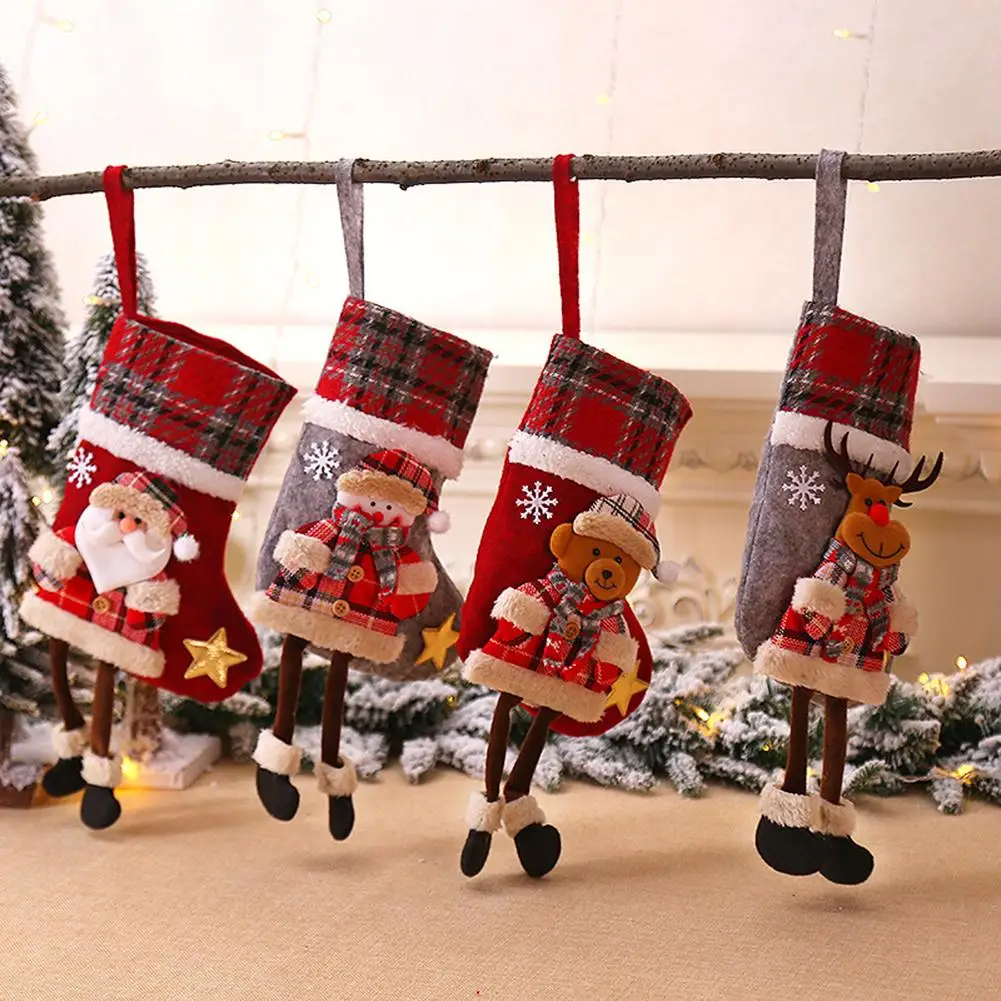 

Christmas Stockings Santa Claus Sock Gift Kids Xmas Noel Decoration for Home Christmas Tree Ornaments Cartoon Printing