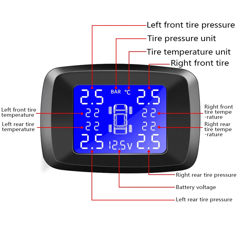 Внешний монитор давления в шинах беспроводной TPMS Обнаружение шин с USB