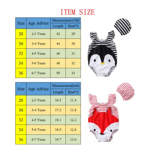 Купальник для маленьких девочек с 3D рисунком лисы и пингвина купальный костюм