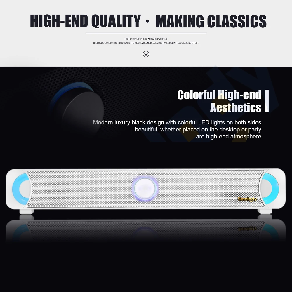 Smalody Bluetooth динамик Саундбар светодиодный динамик s домашний кинотеатр 10 Вт стерео сабвуфер TF воспроизведение музыки Bluetooth динамик с сабвуфером