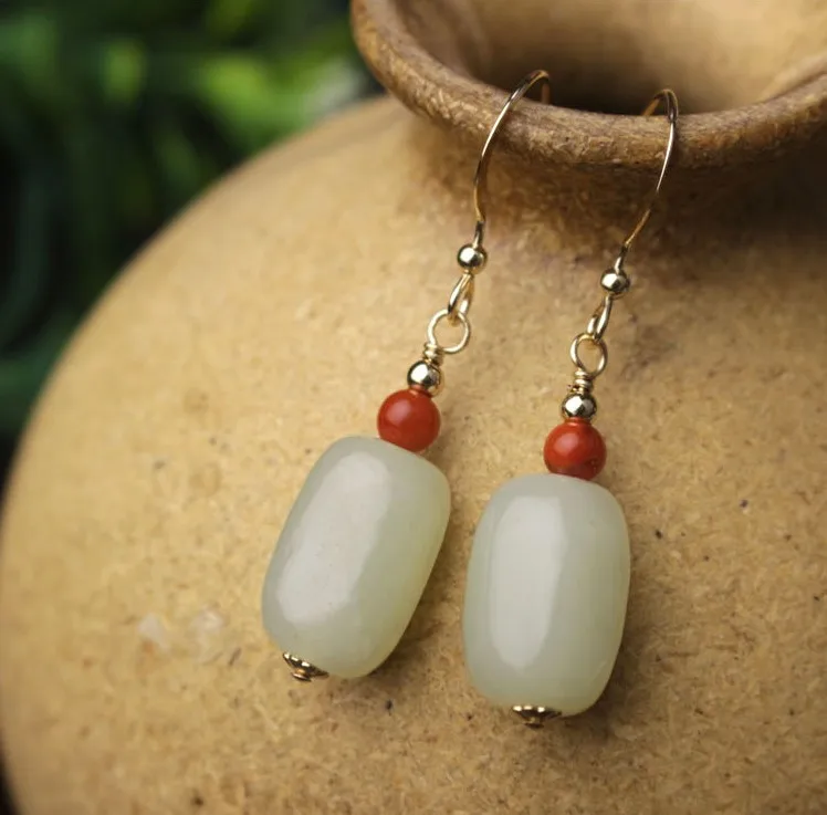 Длинные серьги из натурального нефрита женские с нефритом | Украшения и