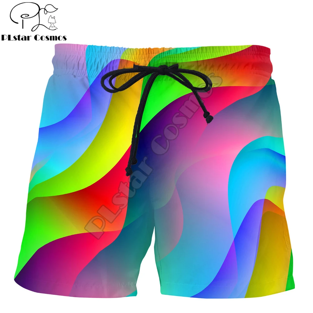 

PLstar Cosmos 2019 New summer vibes Shorts Colorful Waves 3D Printed Male/Female streetwear Casual Cool Shorts Drop shipping