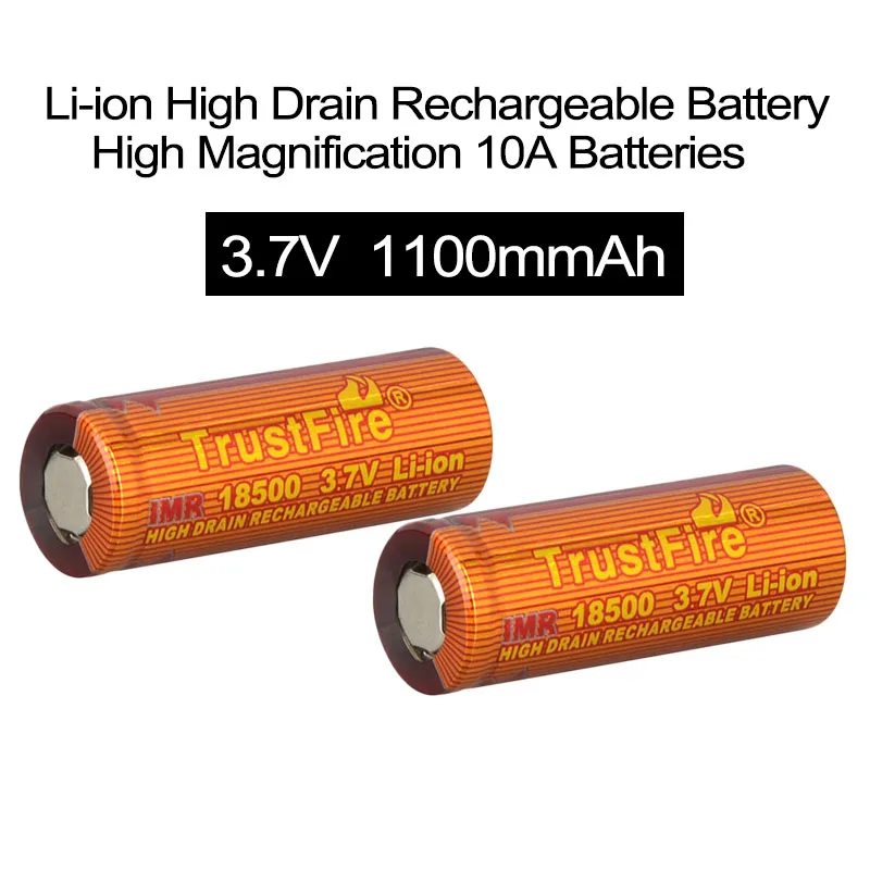 2 шт./лот 3 7 V 1100mAh IMR 18500 аккумуляторная батарея с большим увеличением литий-ионная