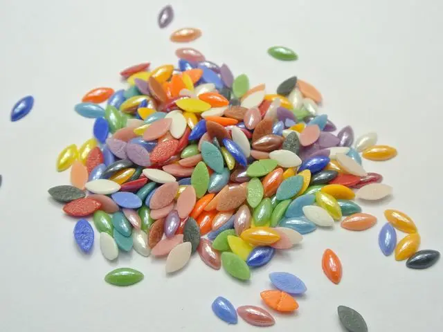 100 смешанных цветов Luater AB конский глаз Flatback Стекло Кабошон половина жемчуга 8x4мм -