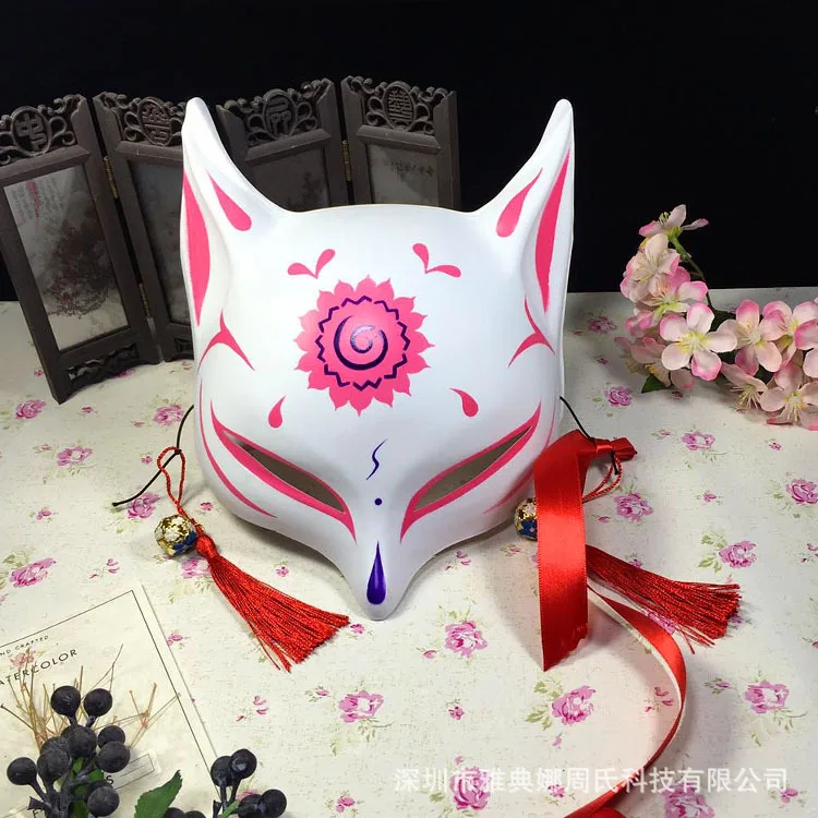 Маска лисы, японские карнавальные маски, Вечерние Маски на половину лица из ПВХ, маски лисы, маскарадный костюм, карнавальный костюм, маска кошки, Рейв, фестивальный костюм - Цвет: K