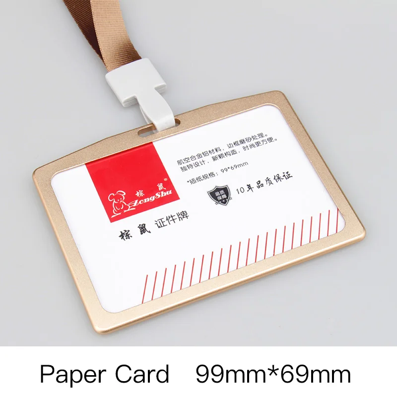 

Large New fashion Cross section cover metal working certificate identity badge women stainless steel card holder