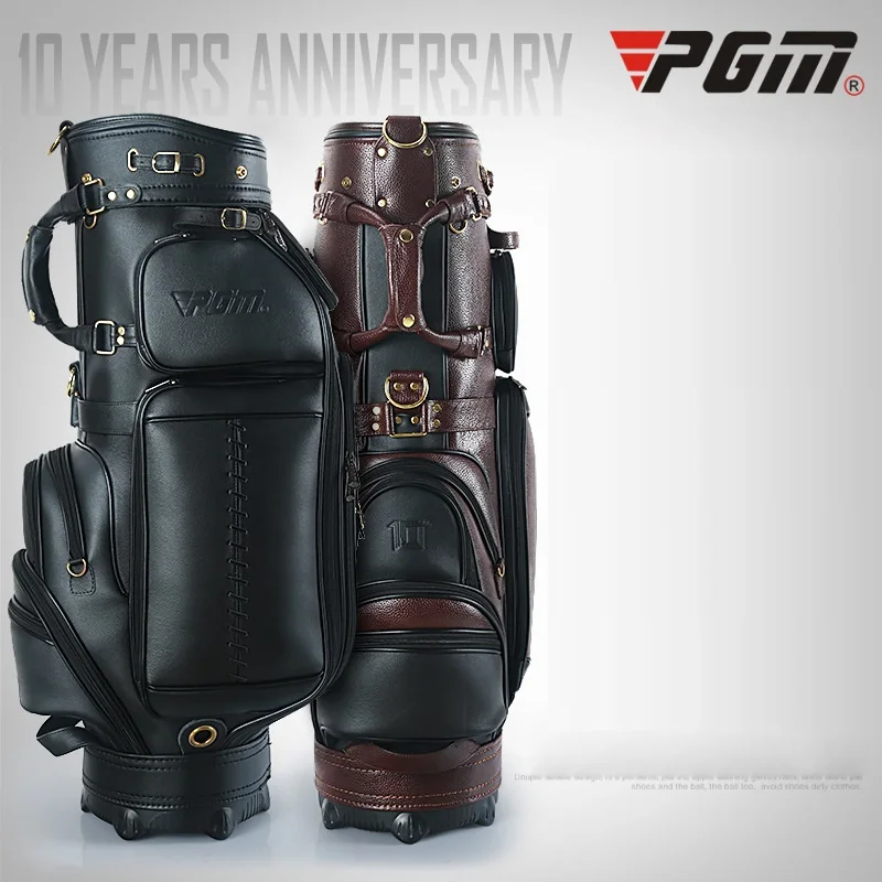 melhor Pgm Golfe Telescópico Padrão Saco De Couro Genuíno à Prova D0água Retrátil Padrão Pacote Bola Casca Dura Sacos De Golfe D0740