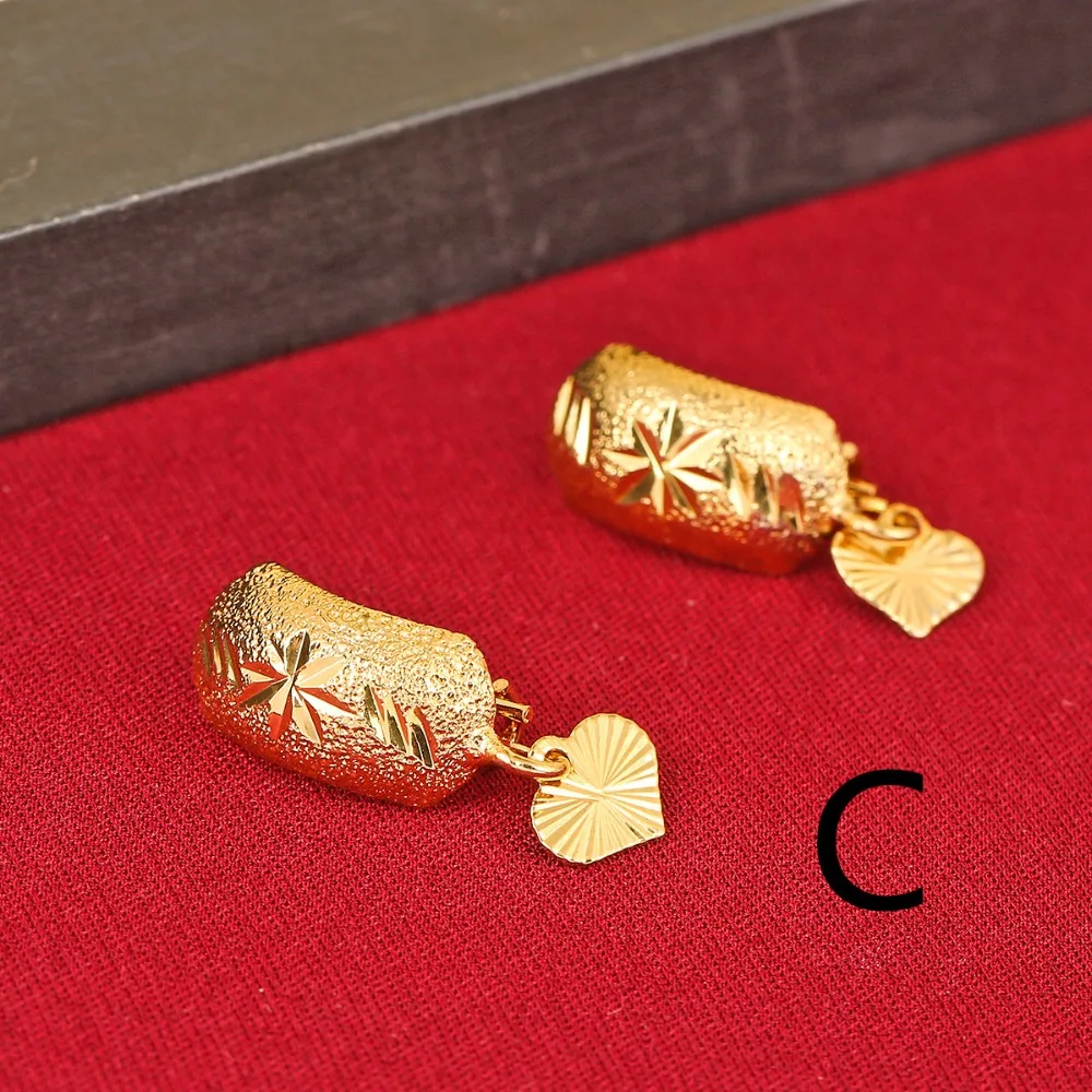 Африканские женские серьги в эфиопском стиле желтое золото форме сердца Дубая