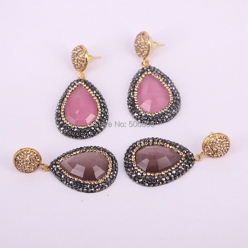 10Pairs Zyunz Jewelry Cut facet pave crystal stones drop dangle earrings for women summer fashion charm earring jewelry | Украшения и
