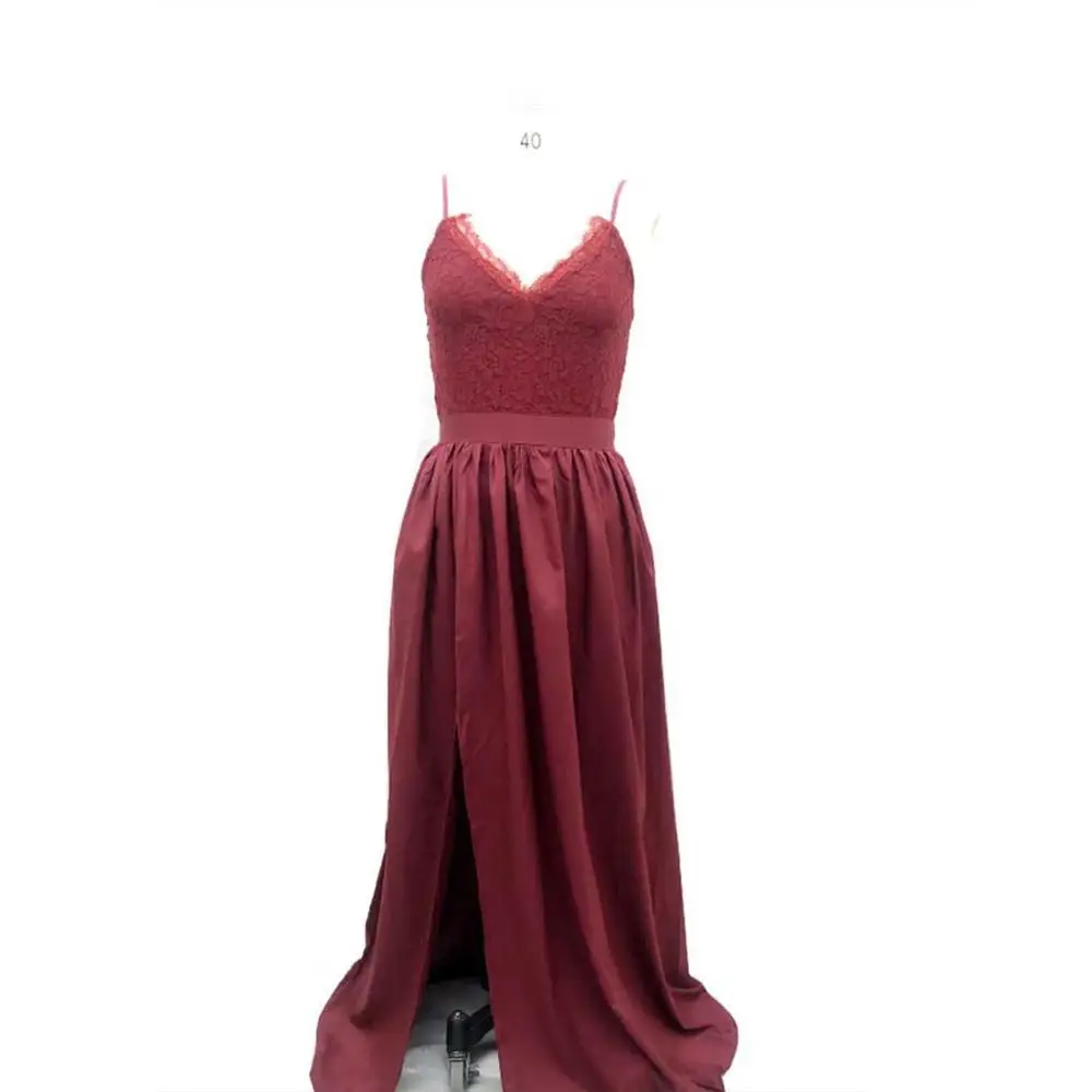 Burgundy color Анти-черные сексуальные платья выпускного вечера с длинным v-образным вырезом Кружевное Платье трапециевидного силуэта De Soiree бордовые Высокие Сплит Формальные платья для женщин дешево - Цвет: Burgundy color