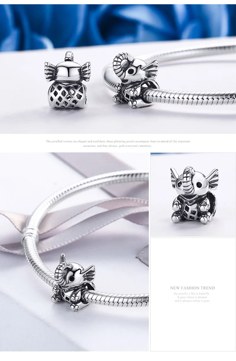 WOSTU, высокое качество, 925 пробы, серебряный, милый слон, бусины, подходят к оригинальному WST, Браслет-Шарм, сделай сам, ювелирное изделие, подарок, FIC202