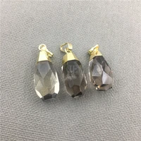 teardrop shape light yellow quartz pendant charmfaceted smoky crystal necklace making pendant with gold color cap my0509