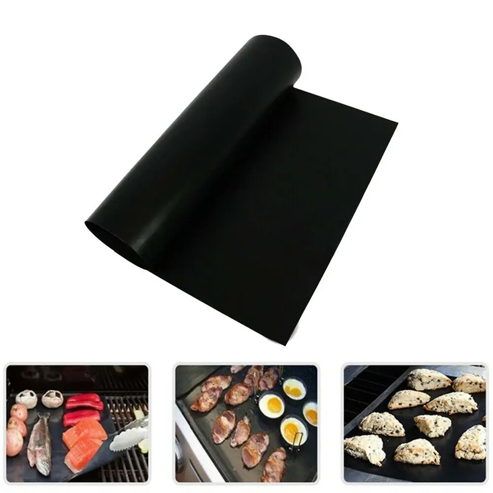 Outdoor BBQ Tool Reusable Teflon Fiber Heat Resistant Pad Sheet 40 * 33cm Picnic Fry Cooking Brush and Clip |