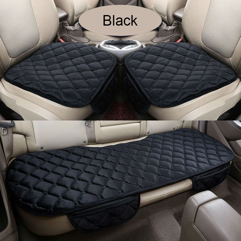 

Non-slip Warm Car Seat Cover Cushion 3 in 1 Set Suit Auto Seat Coves Protector Mat Front Back Seat Covers Cushions