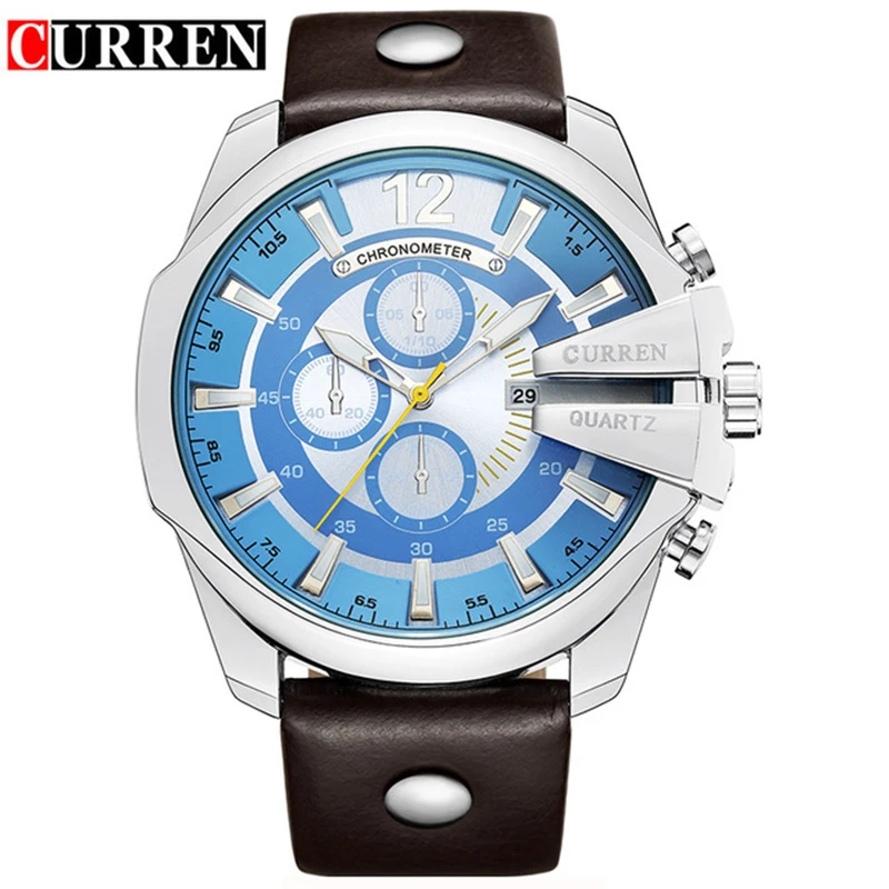 brown blue white Мужские часы CURREN, Прямая поставка, топ класса люкс, брендовые часы, мужские Кварцевые Золотые часы, мужские часы 8176 - Цвет: brown blue white