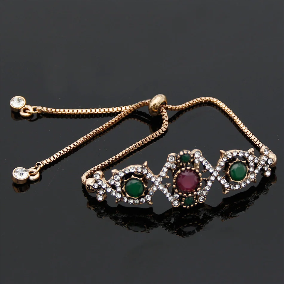 Модный турецкий женский браслет Ehnic из смолы античный золотой цвет полый