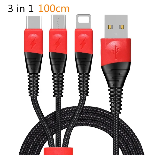 AIFFECT автомобильное зарядное устройство QuickCharge QC 3,0 Edition, 30 Вт Двойной Автомобильный usb-адаптер - Тип штекера: 3 in 1 Cable 100CM