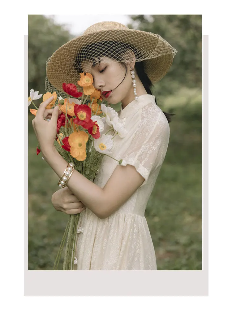 SWEETXUEE винтажное элегантное платье Cheongsam улучшенное китайское стильное кружевное длинное платье с вышивкой на пуговицах