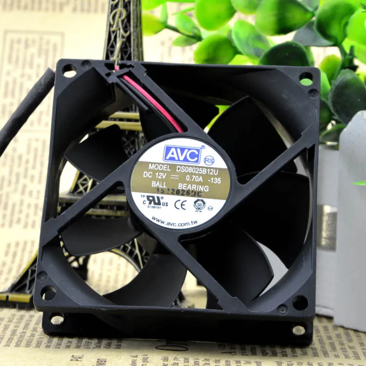 Бесплатная доставка Для AVC DS08025B12U постоянный ток 12 В 0,70 а 2-проводной 2-контактный разъем 70 мм 80x80x25 мм серверный квадратный охлаждающий вентилятор