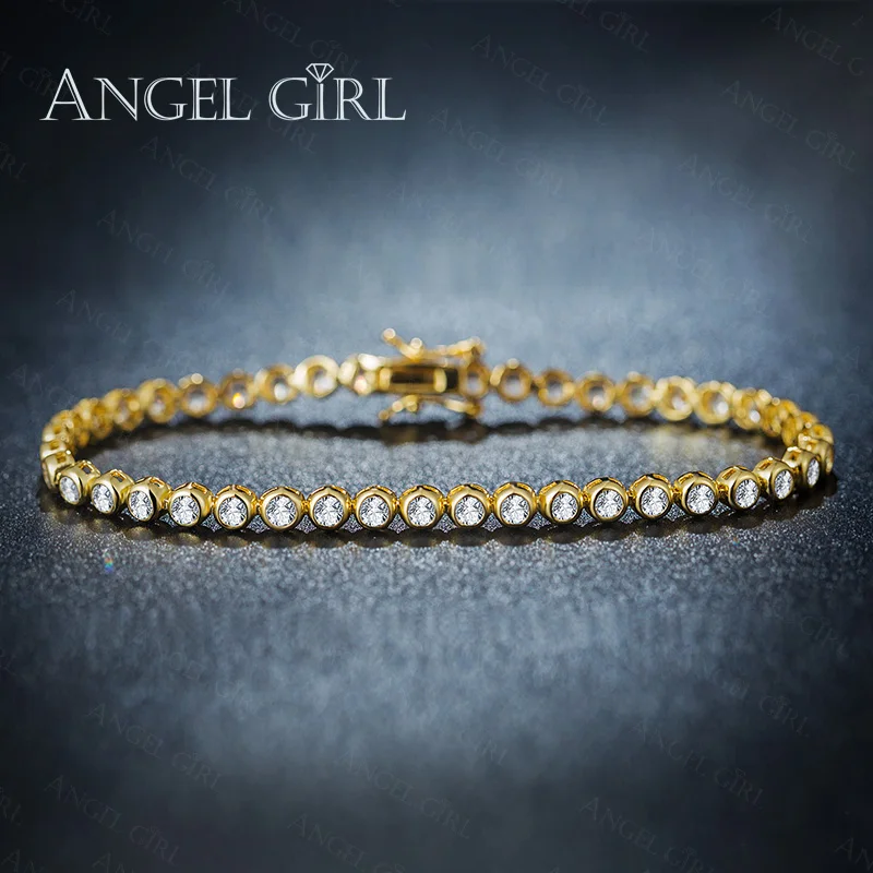Ангел Девушка Высокий золотой браслет для женщин Дамы Сияющий AAA + кубический