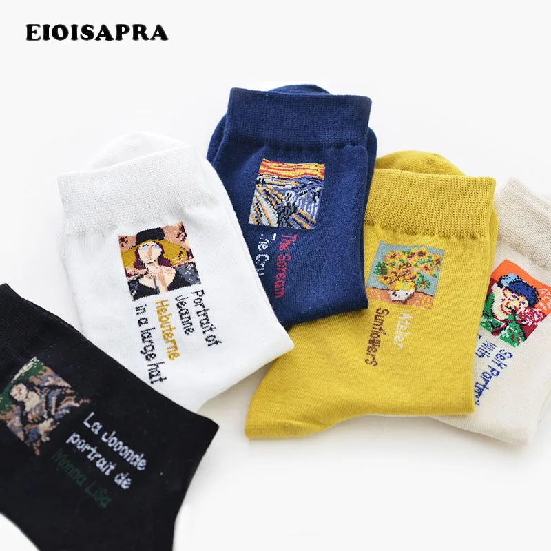 

[EIOISAPRA]Sox Art Harajuku Printing Word Funny Socks Abstract Characters Cute Creative Socks Women Japan Cotton Casual Sokken