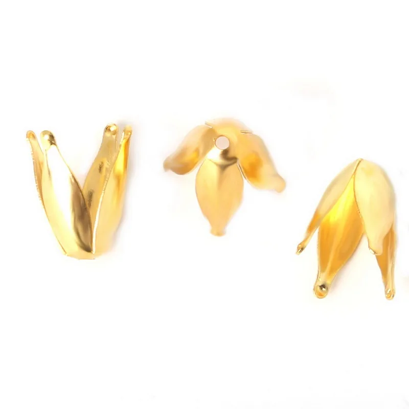 

Free Shipping100pcs/lot Gold Tone Flower Bead Caps Findings 8*13mm(Fit 10mm Dia. Beads) FDA017-01GD