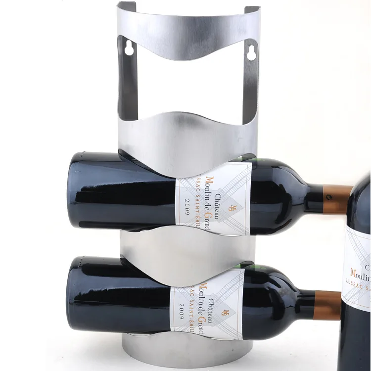 

1PC New arrival stainless steel wall mounting type wine holder for 3 bottles bar accessories wine rack KJ 3003